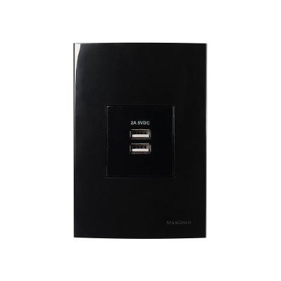 Tomada Duplo Carregador Usb-a Margirius Sleek 2a 10w Com Placa 4x2 Preto Ebony