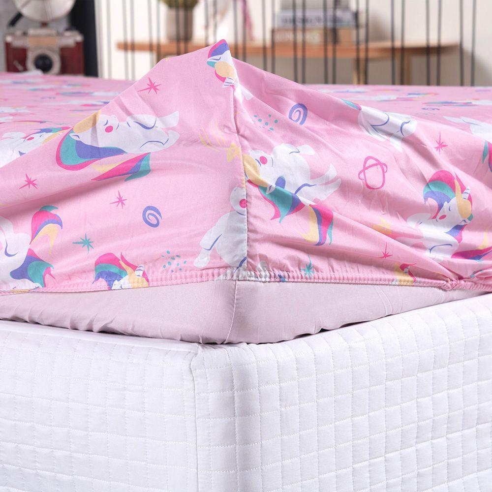 Kit Coordenado Edredom Com Lençol Solteiro Alegria - Unicórnio - 100% Poliéster - 5