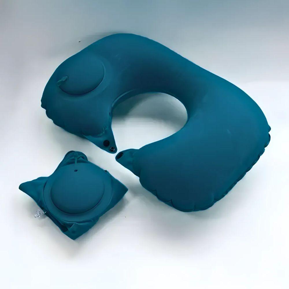 Travesseiro Almofada De Pescoço Inflável E Portátil - Verde - 6