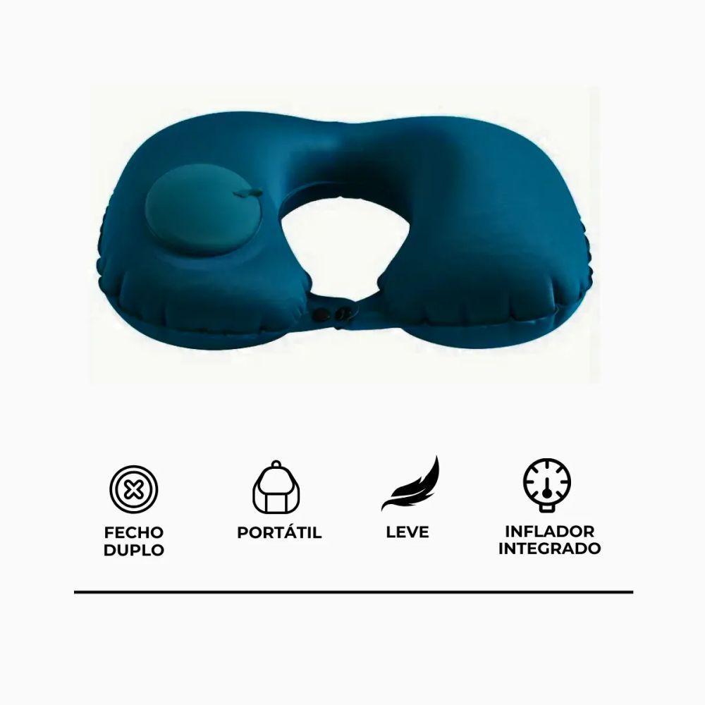 Travesseiro Almofada De Pescoço Inflável E Portátil - Verde - 9