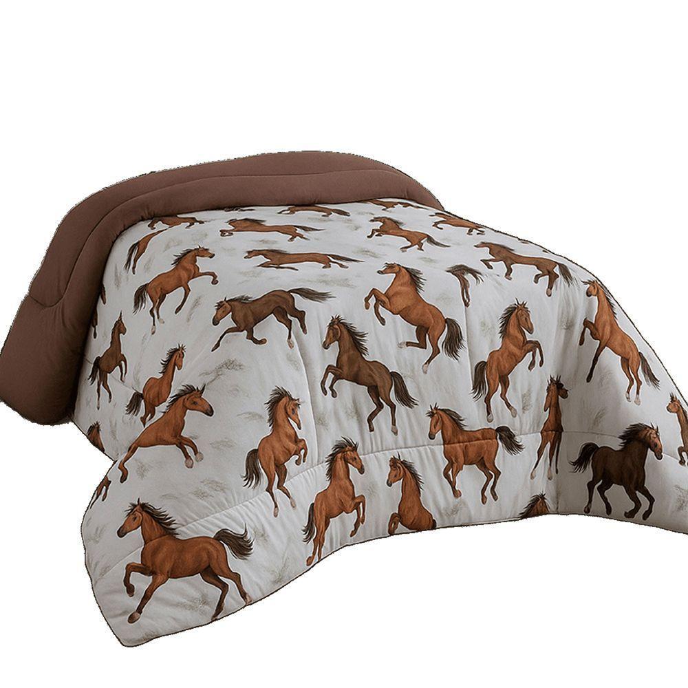Edredom Mimos Solteiro Dupla Face Malha Manta Soft Cavalo - 100% Algodão - 1