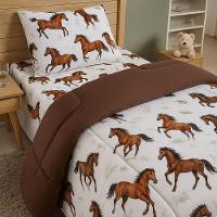 Edredom Mimos Solteiro Dupla Face Malha Manta Soft Cavalo - 100% Algodão - 3