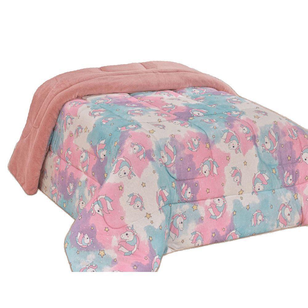 Edredom Mimos Solteiro Dupla Face Malha Manta Soft Unicórnio - 100% Algodão - 1
