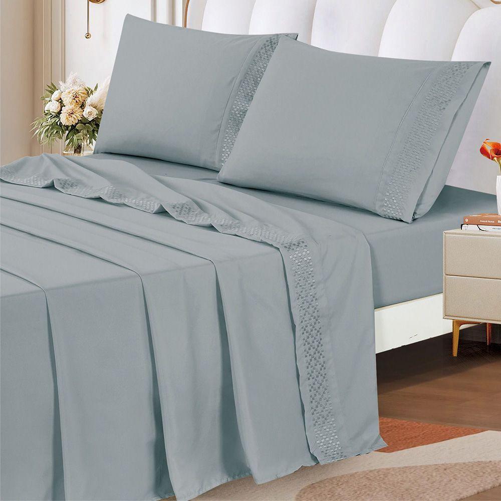 Jogo De Cama Lençol Casal Eclipse 4 Peças - Cinza - 100% Poliéster - 2