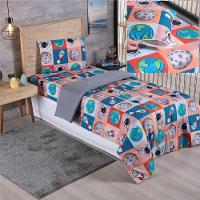 Kit Coordenado Edredom Com Lençol Solteiro Alegria - Astronauta - 100% Poliéster - 1