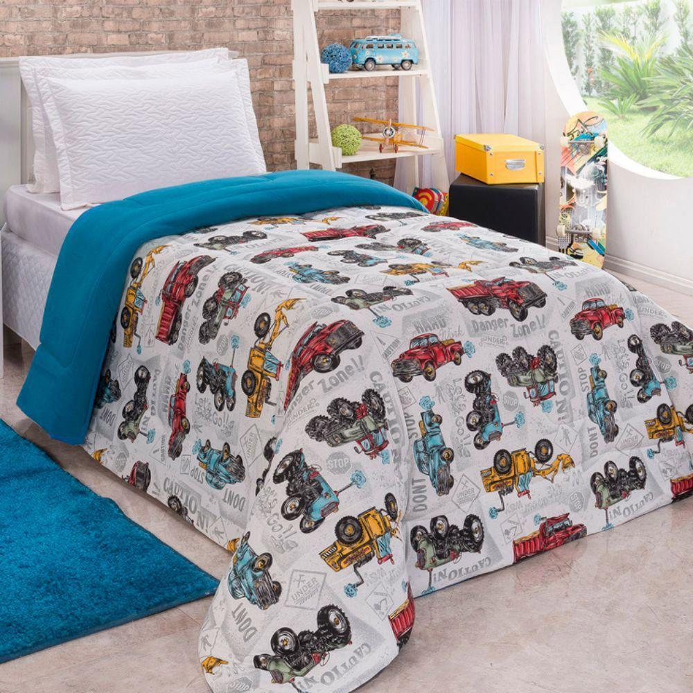 Edredom Mimos Solteiro Dupla Face Malha Manta Soft Carros - 100% Algodão - 2