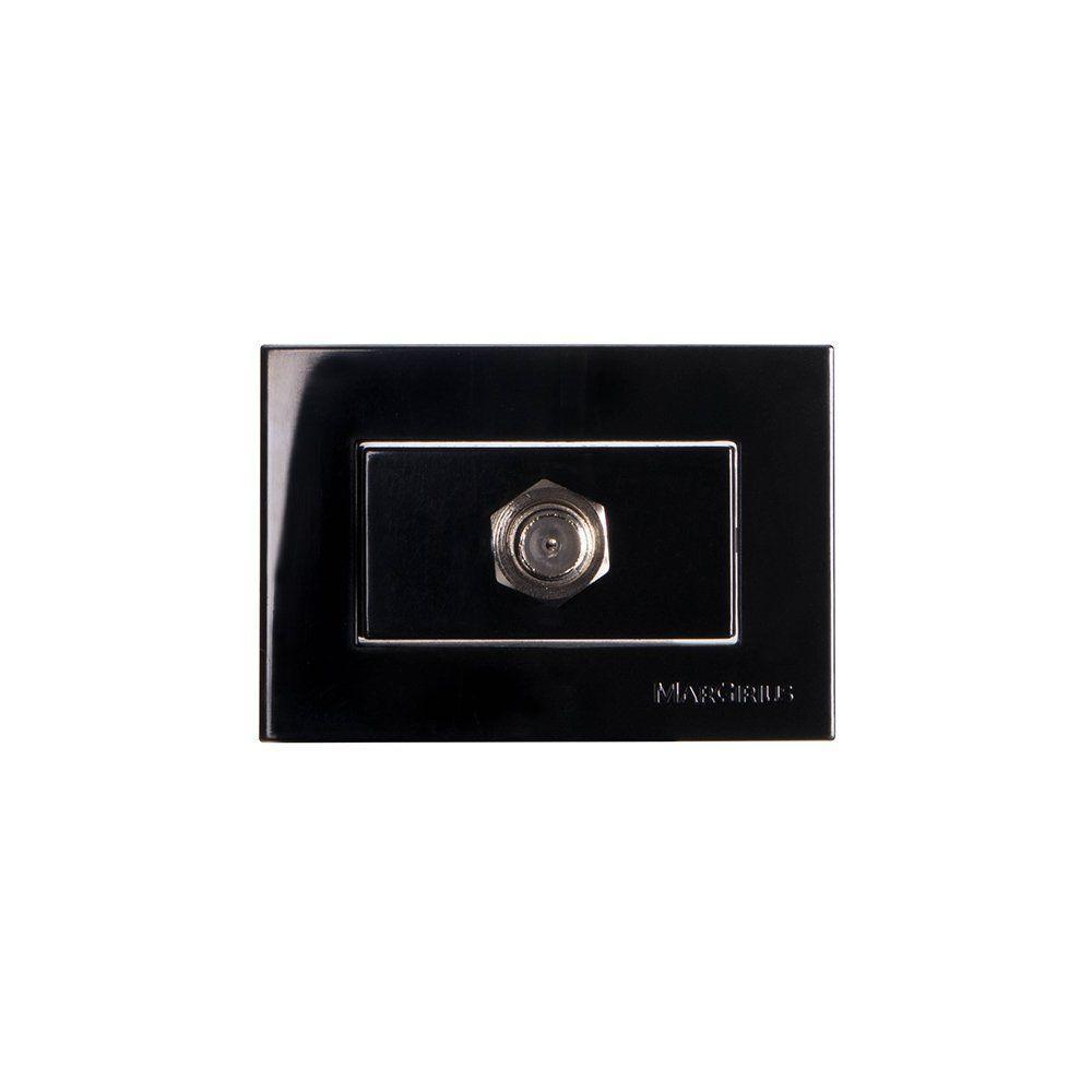 Placa Para Móveis 65x45 Com Tomada Antena De Tv Margirius Sleek Para Cabo Coaxial Preto Ebony - 1