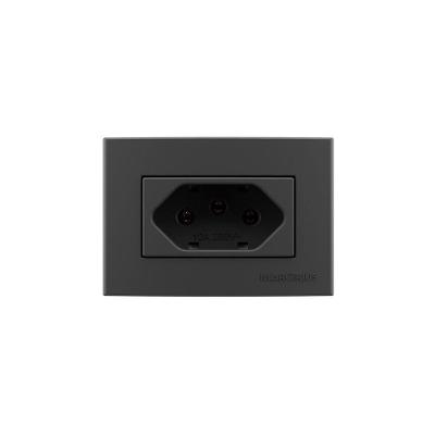 Placa Para Móveis 65x45 Com Tomada Margirius Sleek Colors 2p+t 10a Grafite Grafite