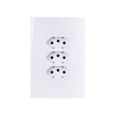 Tomada Tripla Margirius Sleek 2p+t 10a Com Placa 4x2 Branca