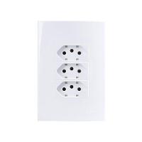 Tomada Tripla Margirius Sleek 2p+t 10a Com Placa 4x2 Branca - 1