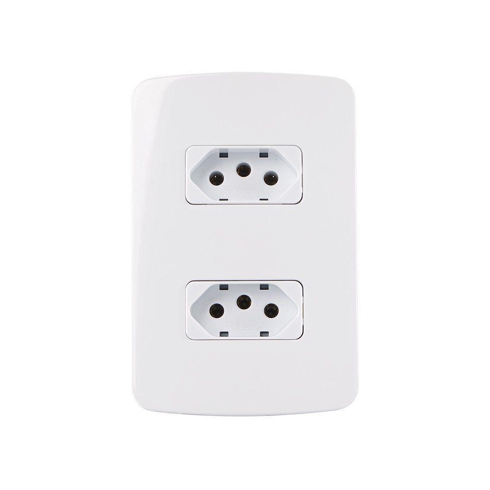 Tomada Dupla Margirius B3 2p+t 20a Com Placa 4x2 Branca - 1