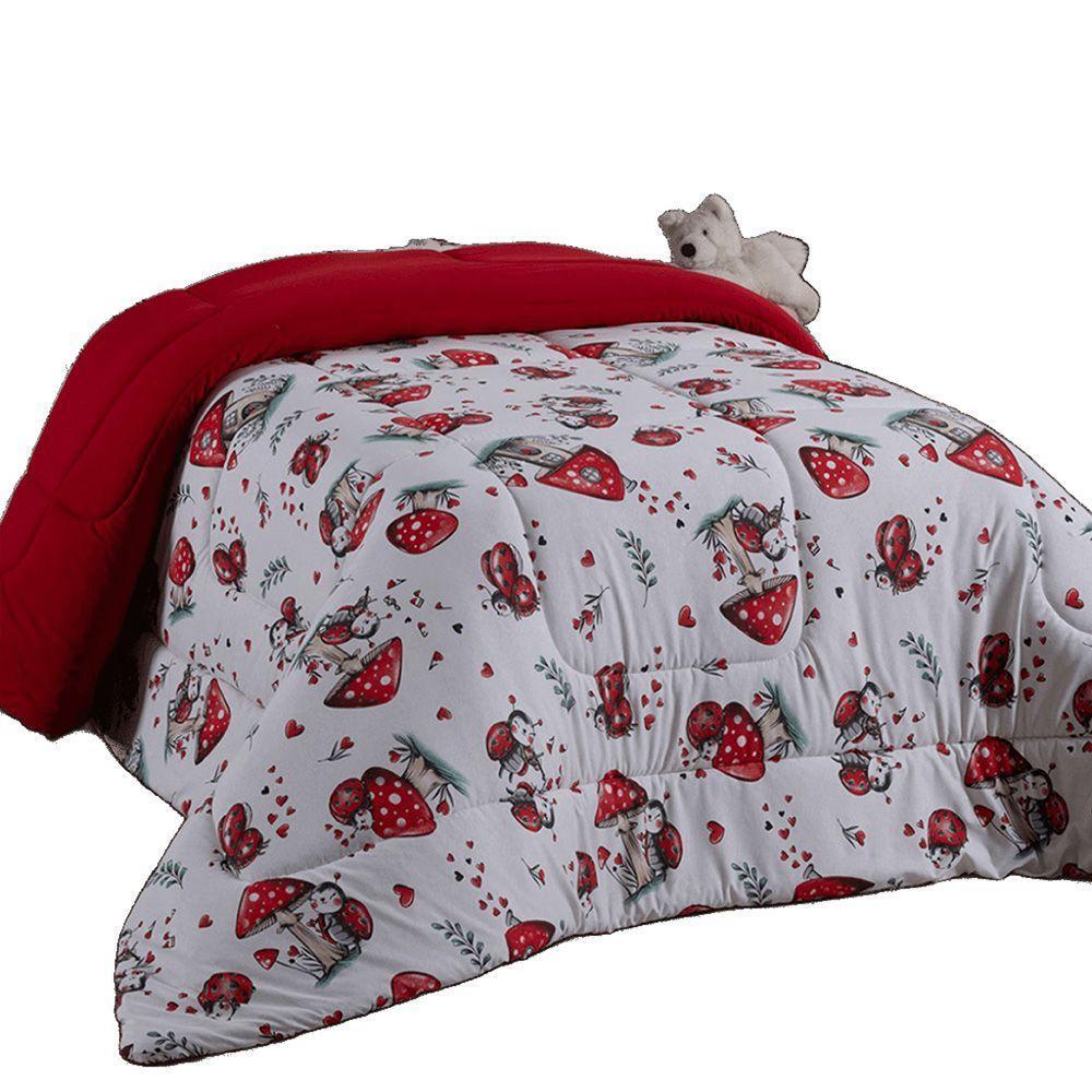 Edredom Mimos Solteiro Dupla Face Malha Manta Soft Joaninha - 100% Algodão - 1