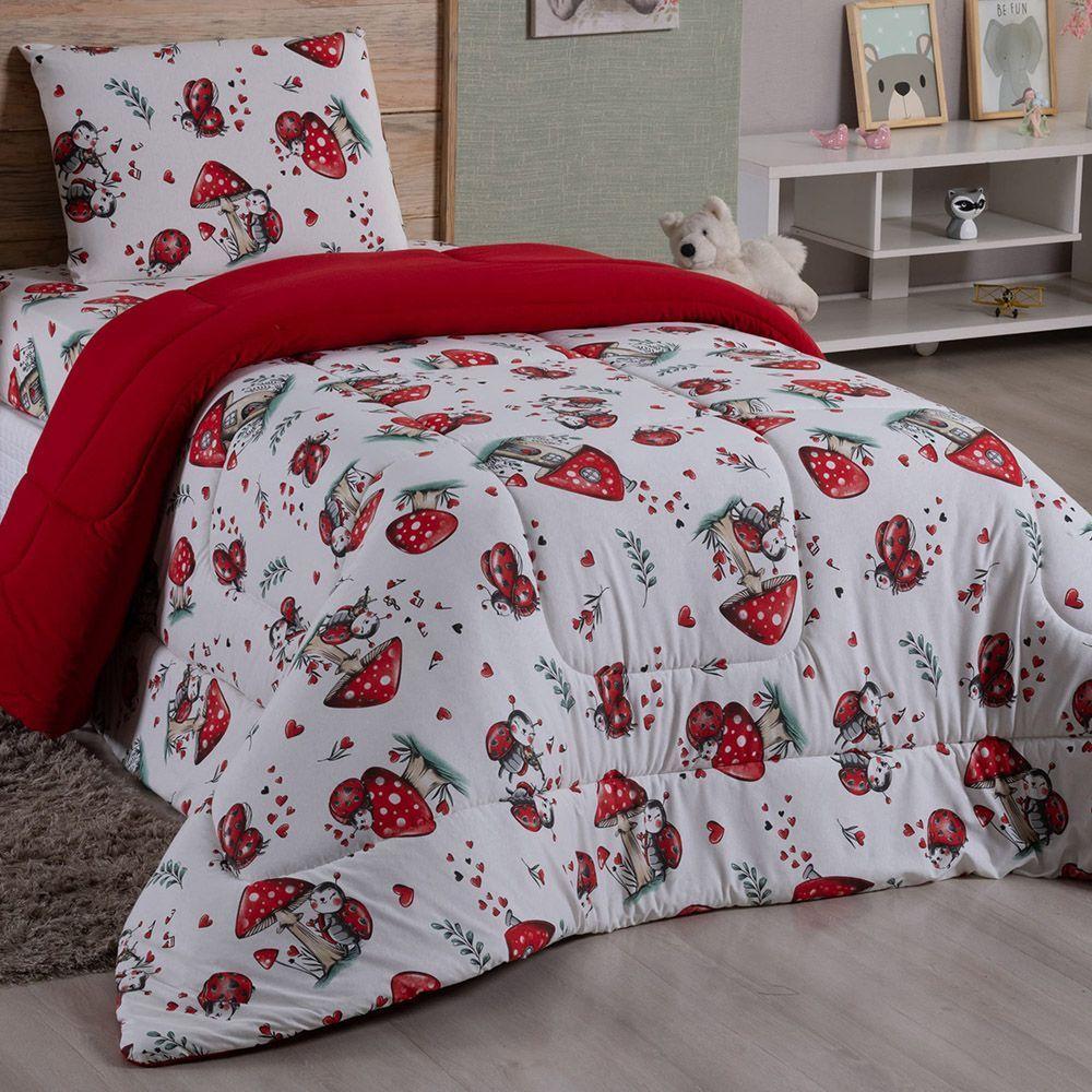 Edredom Mimos Solteiro Dupla Face Malha Manta Soft Joaninha - 100% Algodão - 2