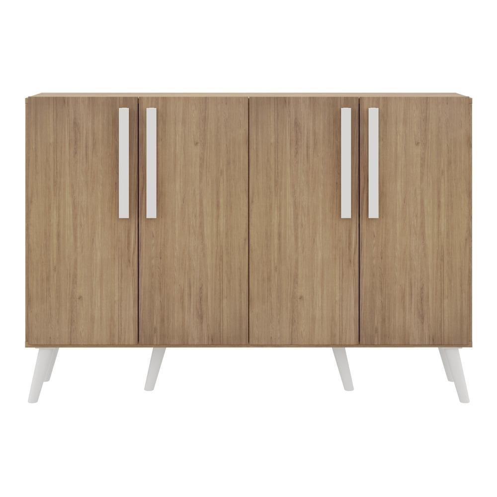 Aparador Buffet 4 Portas Retrô Viena V3606 Rustic/Branco Rustic/Branco - 3