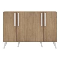 Aparador Buffet 4 Portas Retrô Viena V3606 Rustic/Branco Rustic/Branco - 3