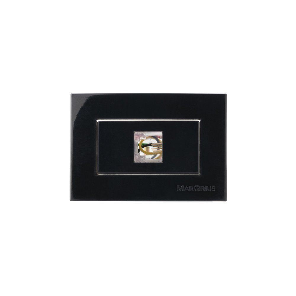 Placa Para Móveis 65x45 Com Tomada Para Telefone Margirius Sleek Rj11 4 Fios Preto Ebony - 1
