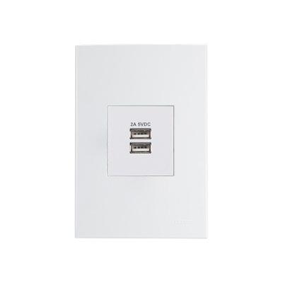 Tomada Duplo Carregador Usb-a Margirius Sleek 2a 10w Com Placa 4x2 Branca