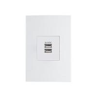 Tomada Duplo Carregador Usb-a Margirius Sleek 2a 10w Com Placa 4x2 Branca - 1