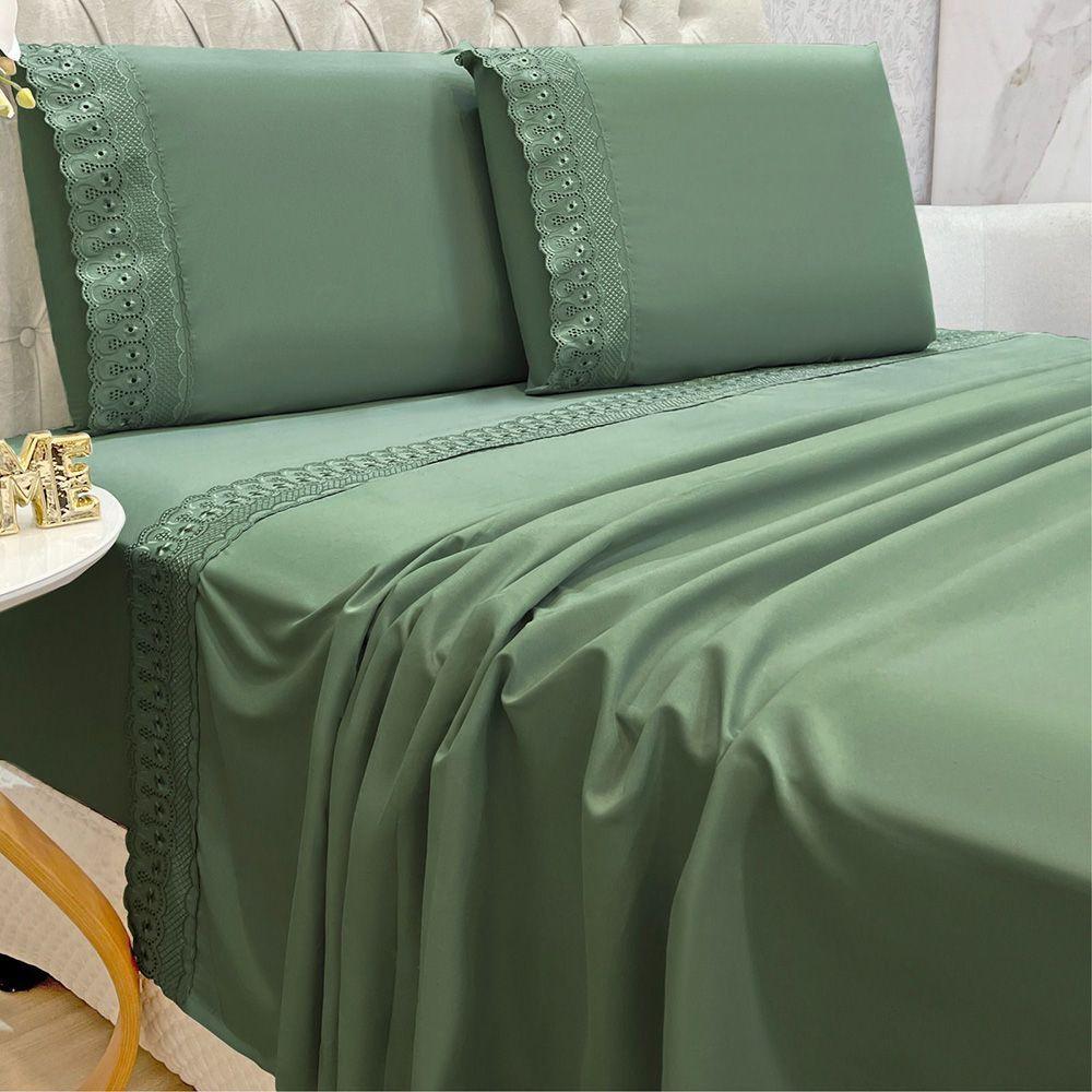 Jogo De Cama Lençol Queen D Mais 4 Peças - Esmeralda - 100% Poliéster - 2