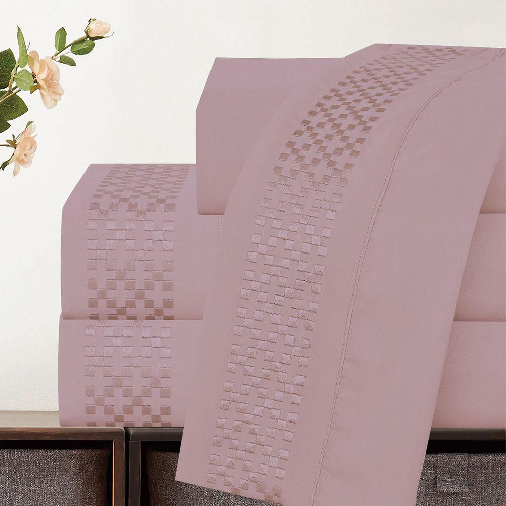 Jogo De Cama Lençol King Eclipse 4 Peças - Rosê - 100% Poliéster - 3