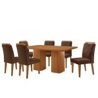 Mesa Eloise 180cm Mdf Laminado 6 Cadeiras Mels=issa Veludo Marrom/naturalle Laminado - 2