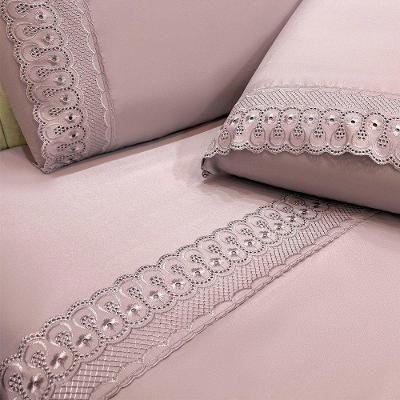 Jogo De Cama Lençol Casal D Mais 4 Peças - Rosê - 100% Poliéster