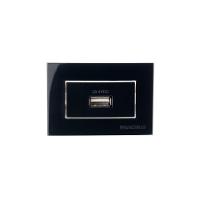 Placa Para Móveis 65x45 Com Tomada Carregador Usb-a Margirius Sleek 2a 10w Preto Ebony - 1