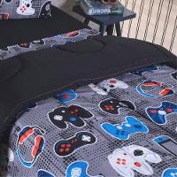 Kit Coordenado Edredom Com Lençol Solteiro Alegria - Play Game - 100% Poliéster - 3