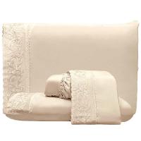 Jogo De Cama Lençol King Top Line 4 Peças - Palha - 100% Poliéster - 1