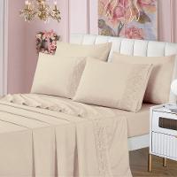 Jogo De Cama Lençol King Top Line 4 Peças - Palha - 100% Poliéster - 3