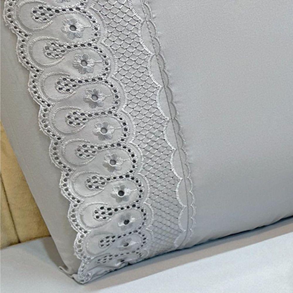 Jogo De Cama Lençol King D Mais 4 Peças - Cinza - 100% Poliéster - 3