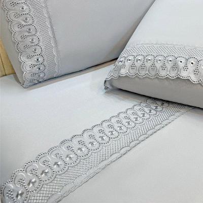 Jogo De Cama Lençol King D Mais 4 Peças - Cinza - 100% Poliéster