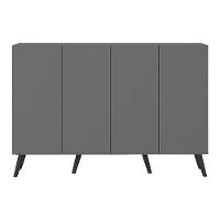 Aparador Buffet 4 Portas Retrô Veneza Multimóveis V3556 Grafite/Preto Grafite/Preto - 2