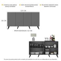 Aparador Buffet 4 Portas Retrô Veneza Multimóveis V3556 Grafite/Preto Grafite/Preto - 5