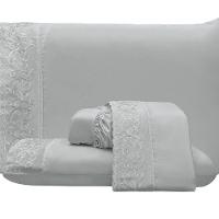 Jogo De Cama Lençol King Top Line 4 Peças - Cinza - 100% Poliéster - 1