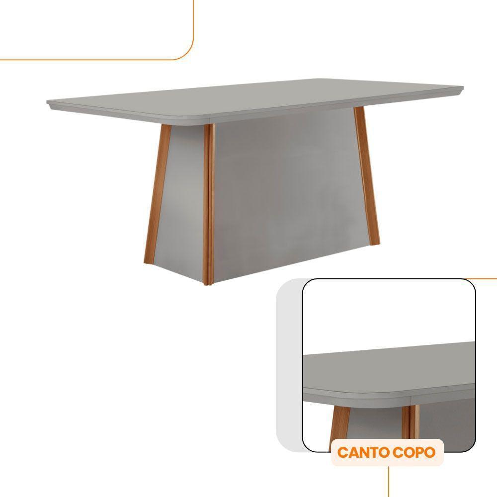 Mesa Diane 180cm Mdf Vidro E 6 Cadeiras Melissa Vel Capuccino /off /naturale /serig Off Com Vidro - 5