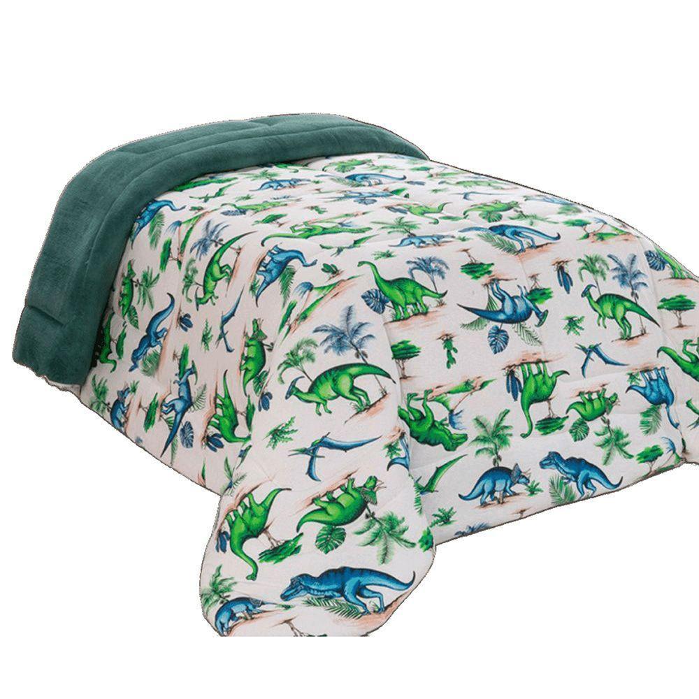 Edredom Mimos Solteiro Dupla Face Malha Manta Soft Dinossauro - 100% Algodão - 1