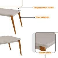 Mesa Copper 180cm Mdf Vidro E 6 Cadeiras Melissa Vel Capuccino /off /naturale /serig Off Com Vidro - 5