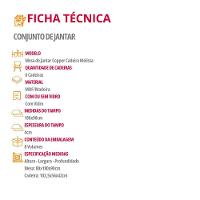 Mesa Copper 180cm Mdf Vidro E 6 Cadeiras Melissa Vel Capuccino /off /naturale /serig Off Com Vidro - 6