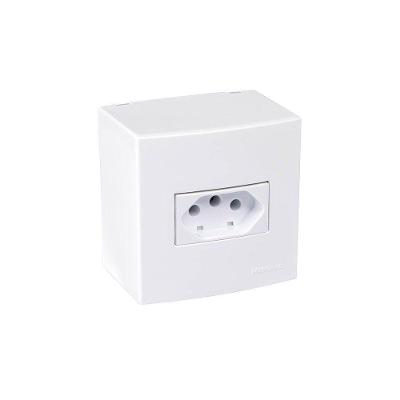 Caixa De Sobrepor 75x75 Com Tomada Margirius Sleek 2p+t 20a Branca