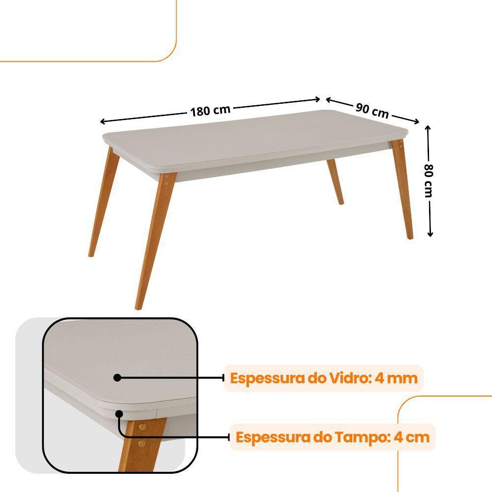 Mesa Copper 180cm Mdf Vidro E 6 Cadeiras Melissa Veludo Grafite/off /nat/serig. Off Com Vidro - 5