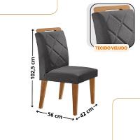 Mesa Copper 180cm Mdf Vidro E 6 Cadeiras Melissa Veludo Grafite/off /nat/serig. Off Com Vidro - 3