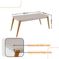 Mesa Copper 180cm Mdf Vidro E 6 Cadeiras Melissa Veludo Grafite/off /nat/serig. Off Com Vidro - 5