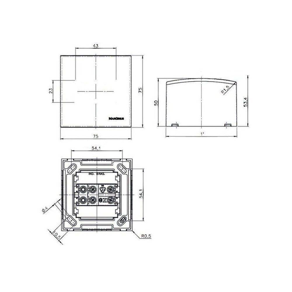 Caixa De Sobrepor 75x75 Com Tomada Dupla Margirius Sleek 2p+t 10a Branca - 2