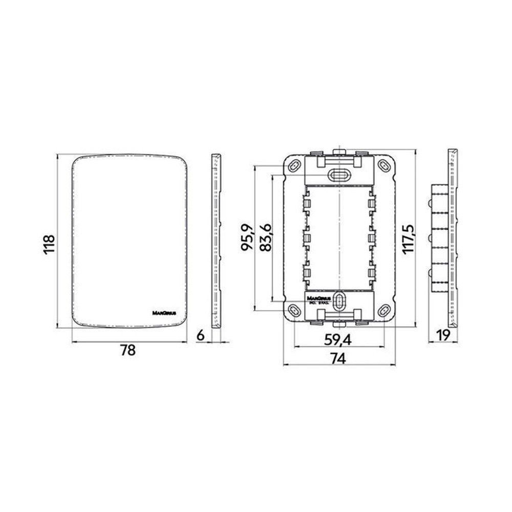 Interruptor Paralelo 10a E Tomada 2p+t 10a Margirius B3 Com Placa 4x2 Branco - 2