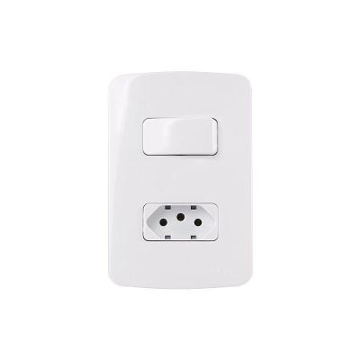 Interruptor Paralelo 10a E Tomada 2p+t 10a Margirius B3 Com Placa 4x2 Branco