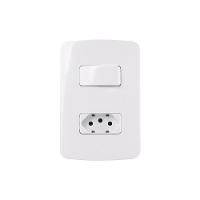 Interruptor Paralelo 10a E Tomada 2p+t 10a Margirius B3 Com Placa 4x2 Branco - 1
