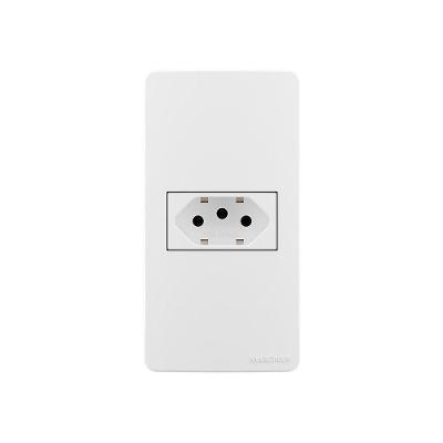Placa Para Condulete Caixa 1" Com Tomada Margirius Sleek 2p+t 10a Branca Branco