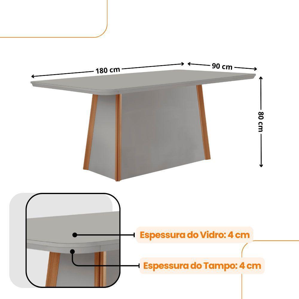 Mesa Diane 180cm Mdf Vidro E 6 Cadeiras Melissa Veludo Grafite/off /nat/serig. Off Com Vidro - 3