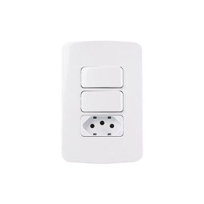 Interruptor Paralelo Duplo 10a E Tomada 2p+t 10a Margirius B3 Com Placa 4x2 Branco